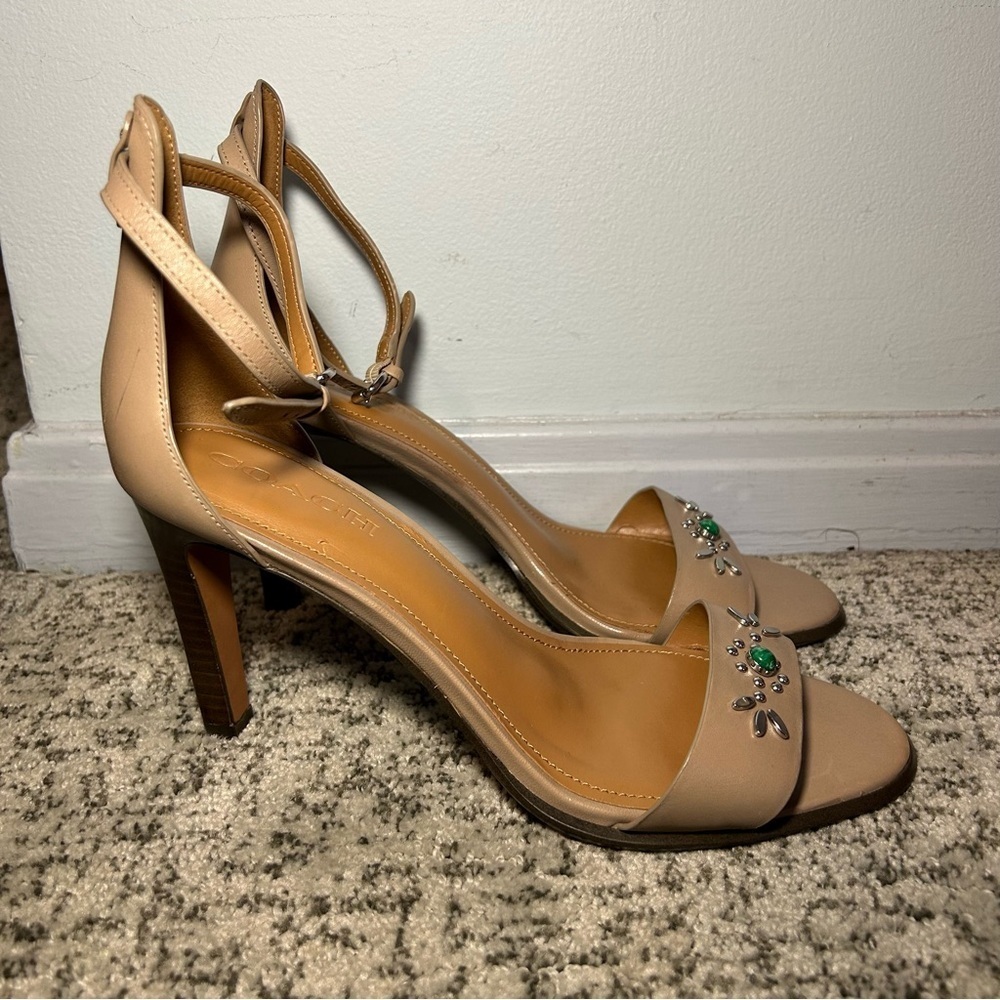 Coach Nude Indi Open-Toe Ankle Strap Heels Size 11
